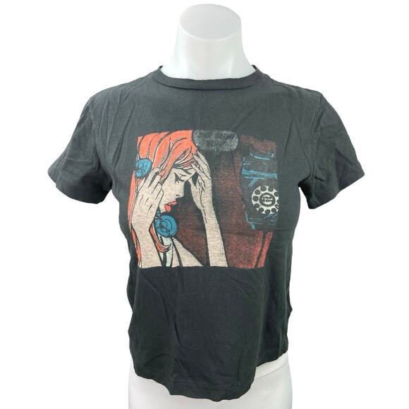 Re/Done Tops - Re/Done Black Classic Tee Just Bring Wine Crew Neck Graphic T Shirt Top Size S